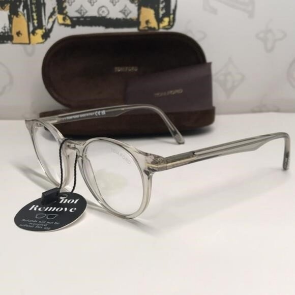 Tom Ford TF5557-B 020 Eyeglasses – Transparent Grey with Blue Control Lenses - Picture 8 of 13